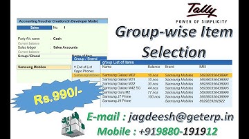 Tally Addons: Group-wise stock item selection [to buy contact : 9880191912]