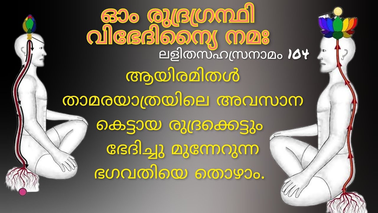 ഓം രുദ്രഗ്രന്ഥി വിഭേദിന്യൈ നമഃ🏵️ലളിതസഹസ്രനാമം 104🏵️രുദ്രക്കെട്ടും ഭേദിച്ചു മുന്നേറുന്ന ഭഗവതി