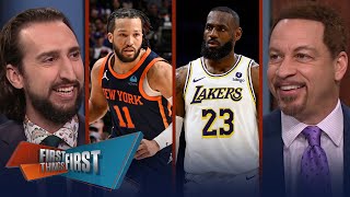 Knicks defeat Sixers in Game 4, Embiid upset \& LeBron, Lakers avoid sweep | NBA | FIRST THINGS FIRST