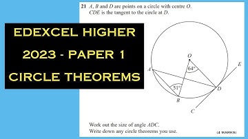 Circle Theorems - Edexcel Higher - June 2023 - Paper 1 - Q21 - Comprehensive Maths