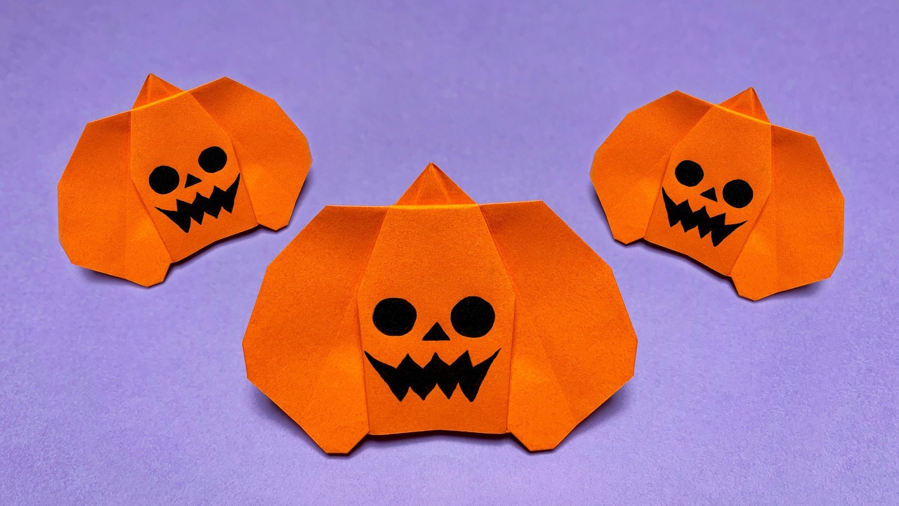 ハロウィン折り紙】可愛い「ジャックオーランタン」の作り方🎃Easy