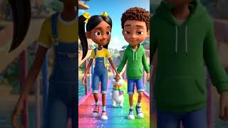 The Tiny Rainbow Bridge 🌈🐰 | Cute Friendship Adventure | Pixar Style Kids Cartoon Shorts #shorts