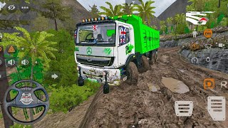 Heavy 12 Wheels 6x6 Powerful Truck Full Stones Transport in OFF ROAD Muddy BUS SIMULATOR INDONESIA screenshot 5