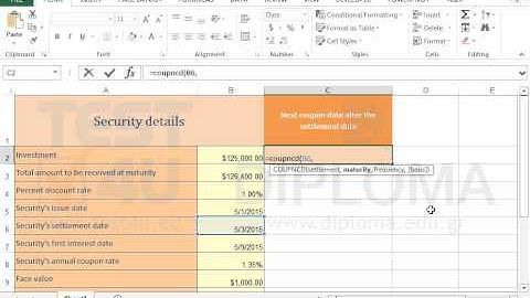 Use the COUPNCD function to calculate the number that represents the next coupon date (Excel 2013)