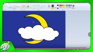 Dibujos en Paint 008  Cómo dibujar una Luna y Nube con Paint