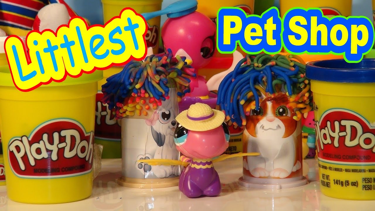 Littlest Pet Shop Doh Fuzzy Pumper Pet Parlor with lots of Doh colors crazy stuff - YouTube
