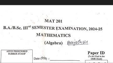 B.sc.3rd semester maths MAT201  2024-25 