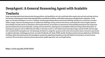 DeepAgent: A General Reasoning Agent with Scalable Toolsets