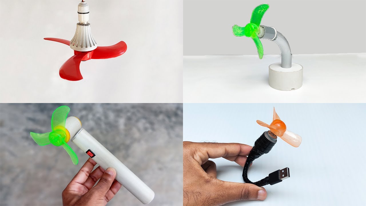 How To Make Rechargeable Hand Fan, Table Fan, Ceiling Fan, Usb Fan From DC Motor 4 Easy Way at Home