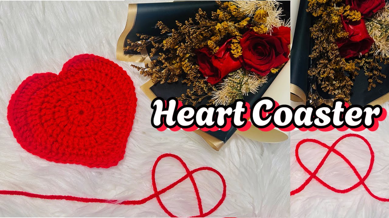 Heart Coaster Crochet Tutorial | How to crochet heart coaster for Beginners 