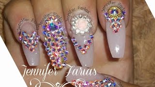 Uñas acrilicas nude con swarovsky / Nude Acrylic nails with swarovsky