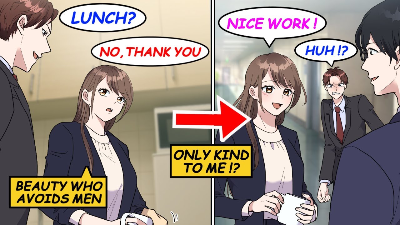 My cocky coworker hit on our new hire. She avoids men… except me!? [Manga]