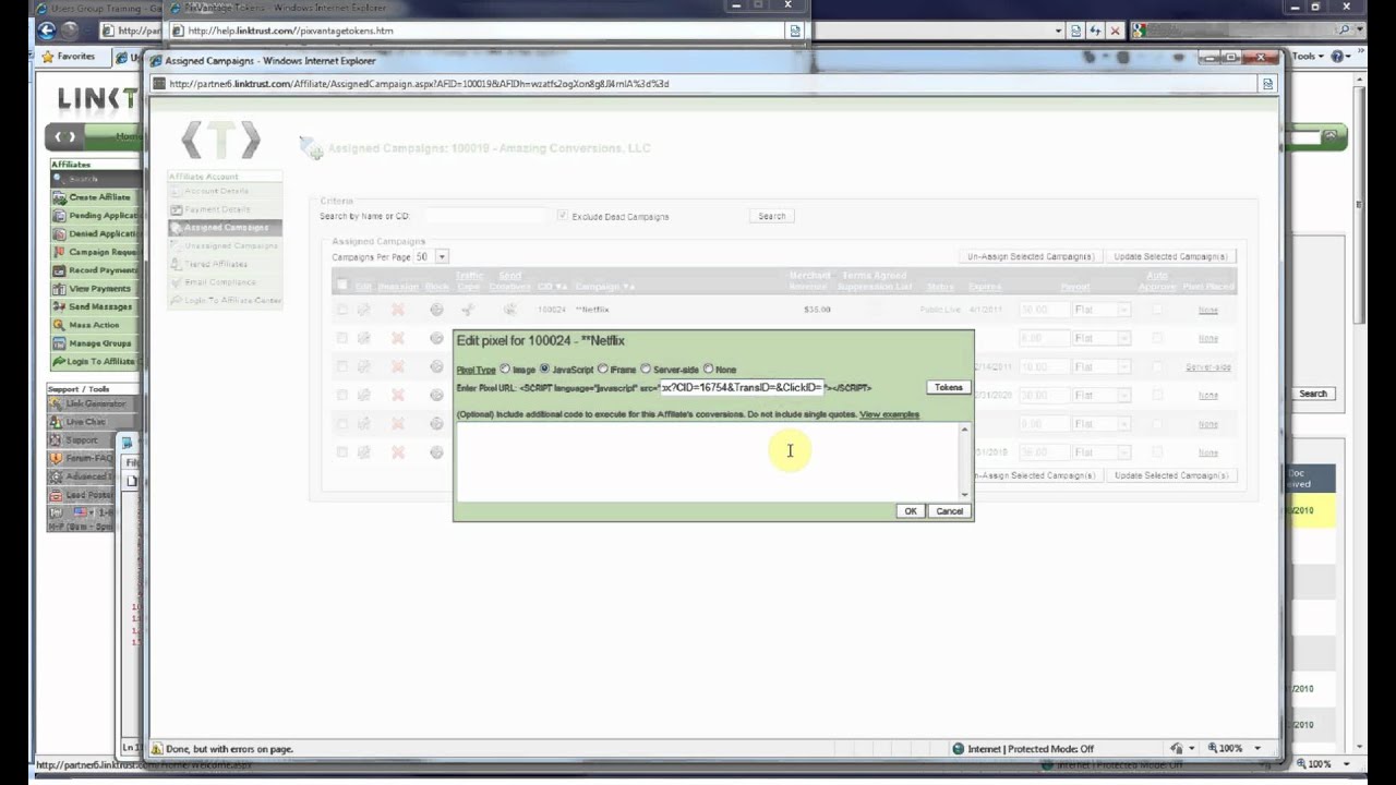 Affiliate Pixel Placement
