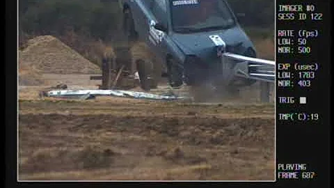 SoftStop Guardrail Crash Test 3-32 with Small Car