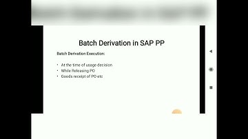 Batch derivation in SAP PP Interview Q&A