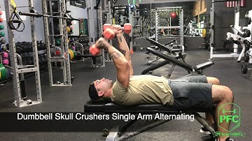 Dumbbell Skull Crushers Single Arm Alternating