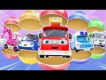 Five Little Surprise Eggs - Learning Vehicles | Fire Truck, Police Car | Kids Song | BabyBus