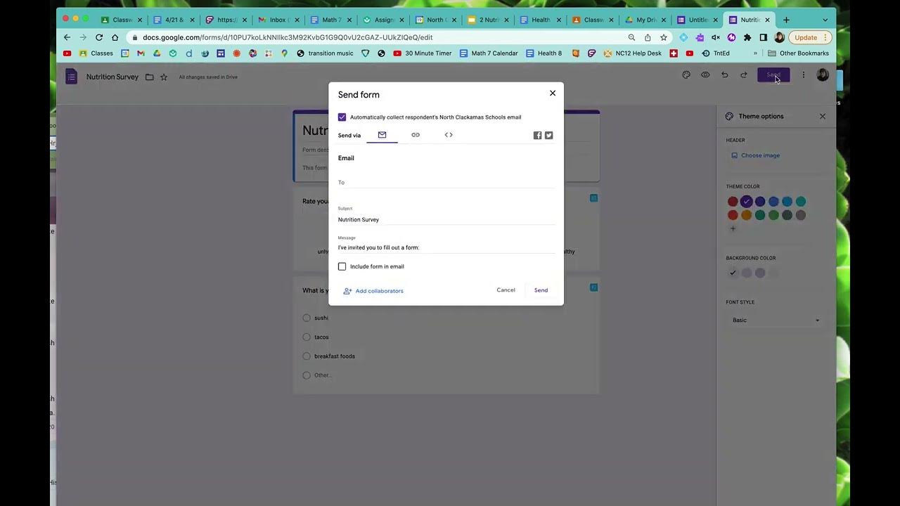 Making a google form survey youtube