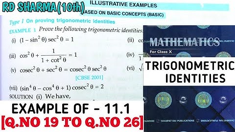 RD SHARMA CLASS 10 TRIGONOMETRIC IDENTITIES EXAMPLE OF -11.1 [Q.NO 19 TO 26] MATH FEAR | CHAPTER 11