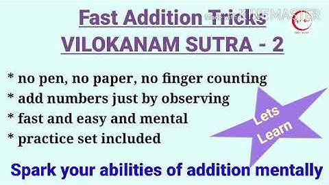 VILOKANAM - for fast and easy addition (Part 2), Spark Addition | Speed Math #gyankiran