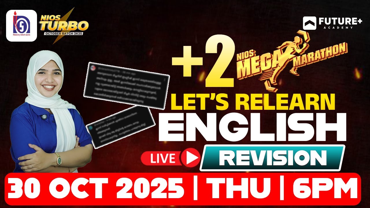 NIOS +2 ENGLISH TURBO LIVE REVISION RELEARN | OCT 30 THU | 6:00 PM | MEGA MARATHON