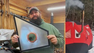 Super Cheap and Easy HOT TENT Window Stove Jack Build for winter camping 