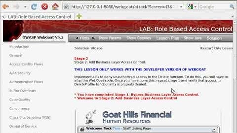 WebGoat 5.3 - Bypass Business Layer Access Control - Stage 1