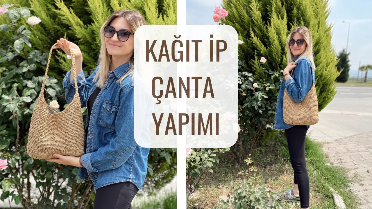 KAĞIT İP YAZLIK ÇANTA YAPIMI 🌸 ÖRGÜ ÇANTA YAPIMI #crochetbag