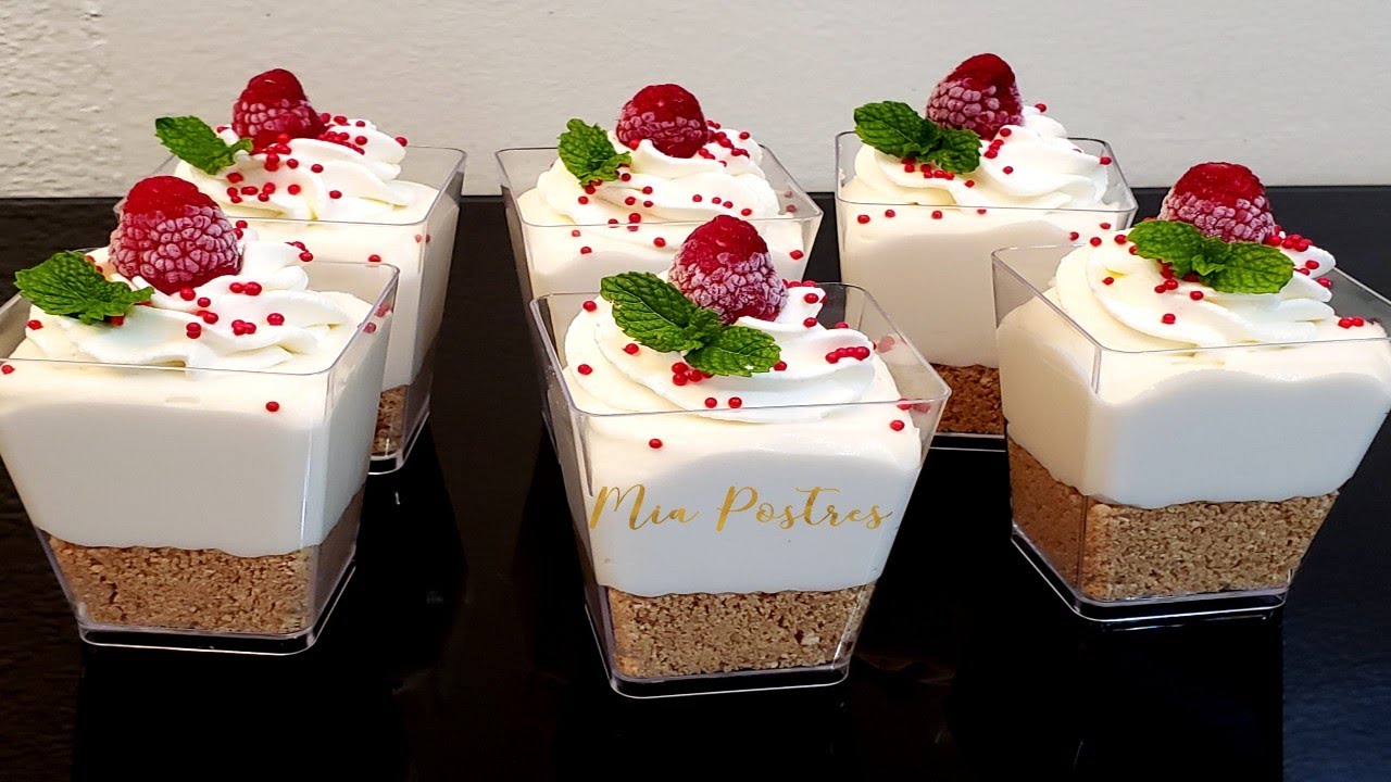 CHEESECAKE EN VASITOS / SIN HORNO. mesa de postres!! Navidad. - YouTube