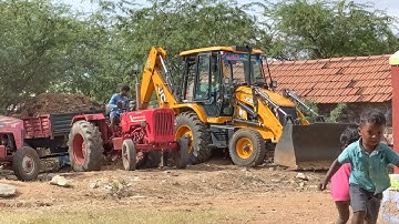 JCB 3DX Plus Loading Dung in Eicher 380 | Mahindra575DI | Swaraj 735 FE Tractors