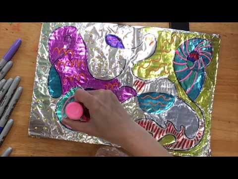 Sharpie Drawings on Tin Foil – Art is Basic