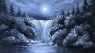 Black and White Painting Tutorial In Acrylic / forest, Sunset & waterfall