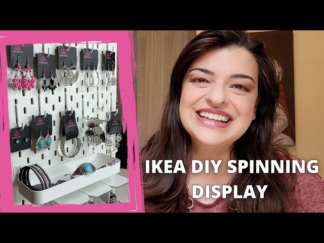 How to make a spinning pegboard display using Ikea Skadis - Easy DIY  organizer for jewelry, crafts 