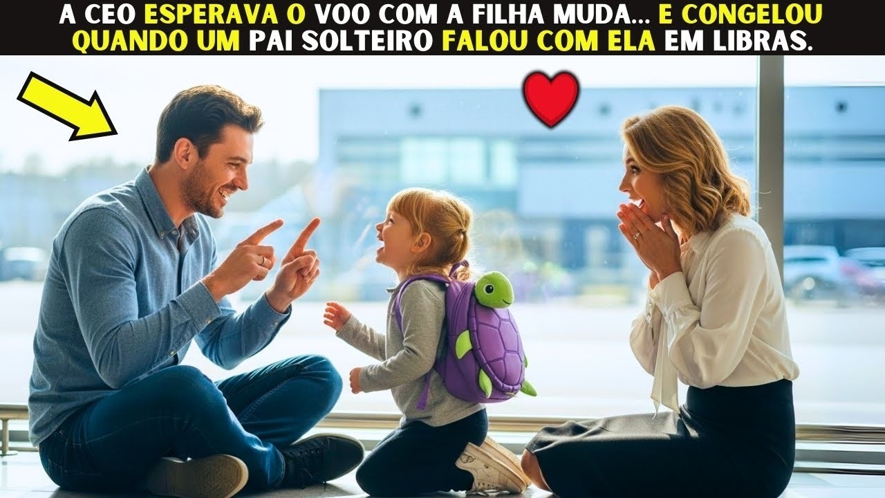 A CEO esperava o voo com a filha muda… e congelou quando um pai solteiro falou com ela em libras.