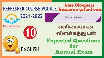 10th English Refresher Course Module 2021 || பயிற்சி கட்டகம் || Continuous Tenses || Exercise - 7