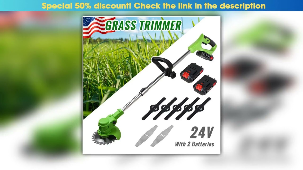 Weed Trimmer Lawn Electric Brushles 2in1 Cordless String Grass Trimmer Cutter Fast Charger With 2