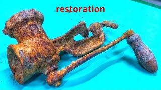 Restoration machine Fish MEAT GRINDER very rusty // Restore tools make rolls cream old