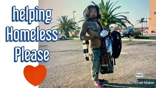 Helping Homeless Some Food , hand warmer , backpack ,act of kindness