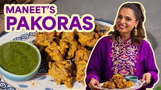 How to Make Maneet Chauhan's Onion and Spinach Pakoras | Maneet's Eats | Food Network