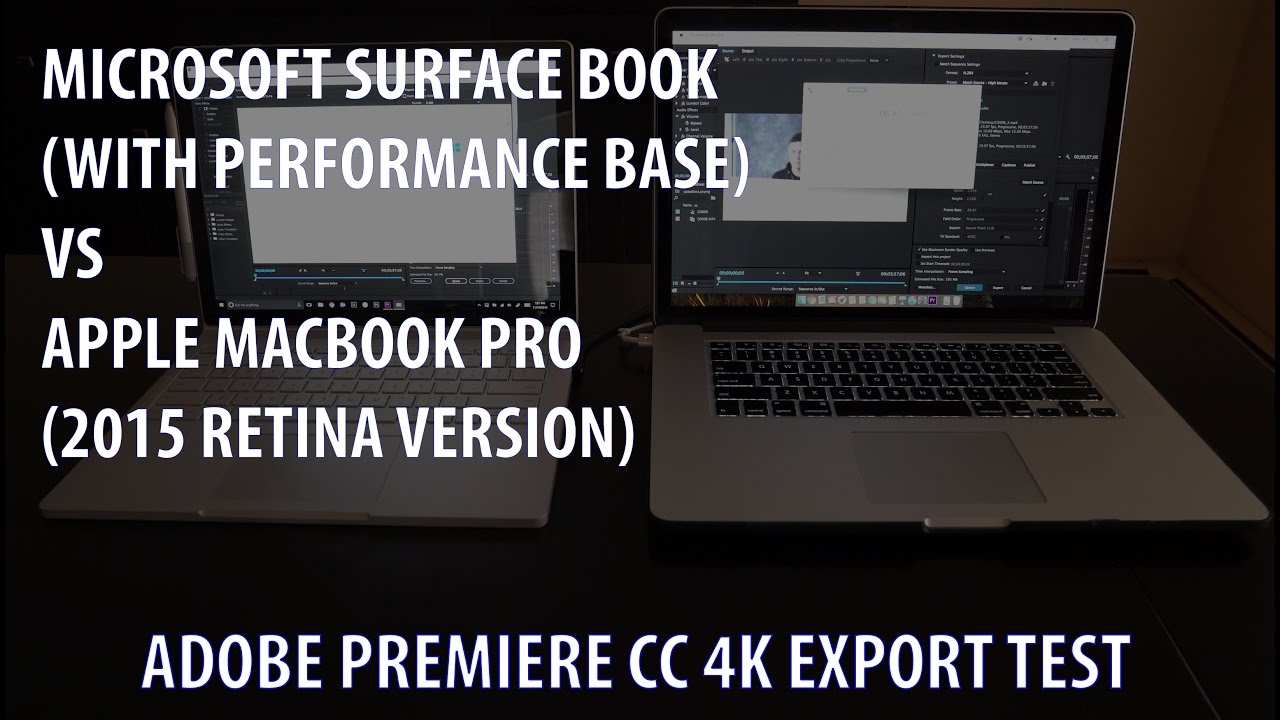 Microsoft Surface Book Performance Base vs Macbook Pro (2015): Premiere CC Export Test