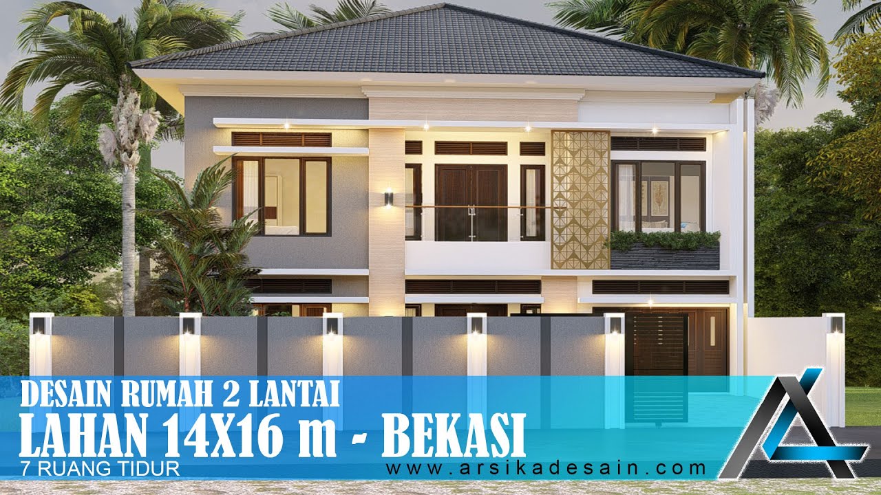 DESAIN RUMAH 14 x 16 METER I BEKASI – DESAIN RUMAH TROPIS MODERN #jasaarsitek #jasadesain #arsitek