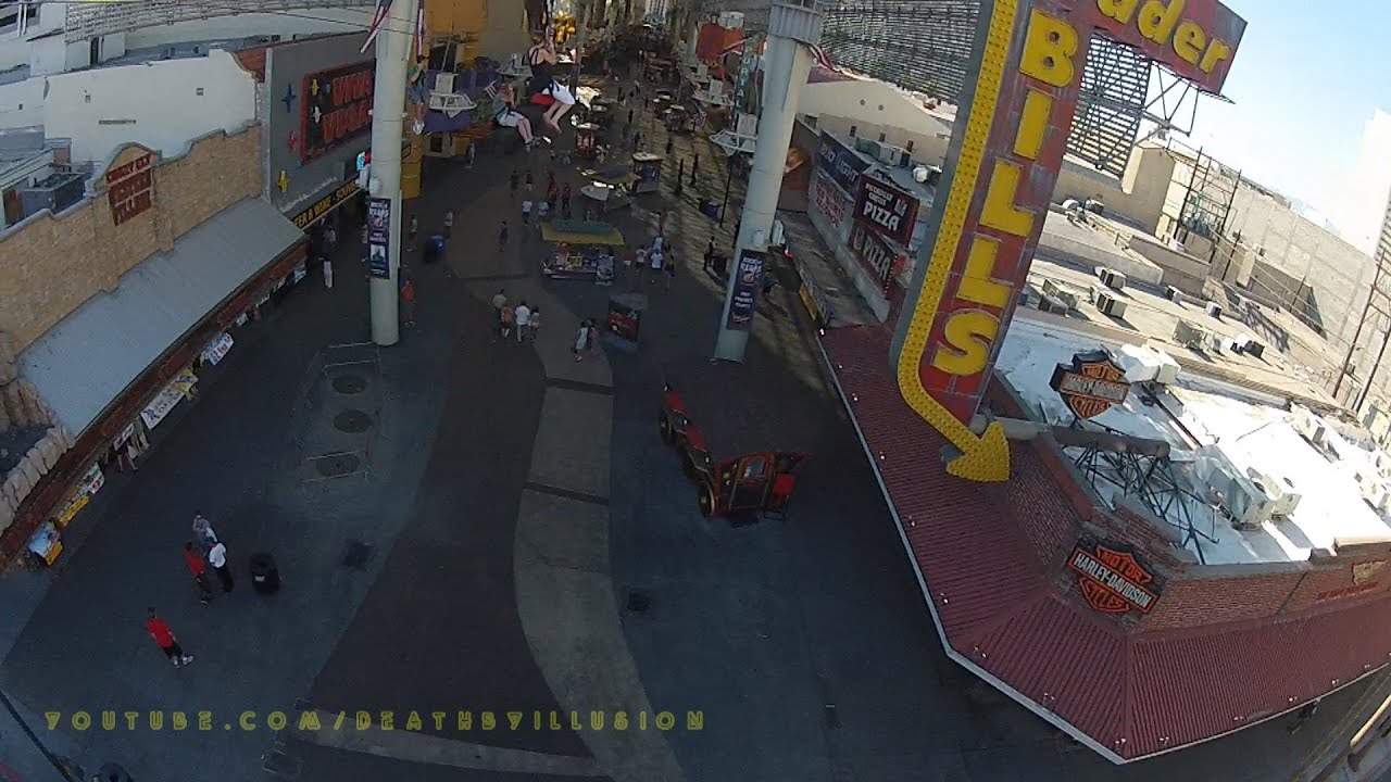 Flightlinez At Freemont Street Zipline Onride Day (HD POV) Las Vegas