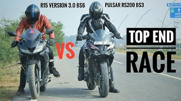 YAMAHA R15 V3 BS6 VS PULSAR RS200 BS3 | DRAG RACE | HIGHWAY TOP END