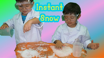 Instant water to snow magic trick experiment. Insta-snow powder - just add water!
