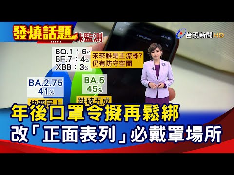 年後口罩令擬再鬆綁 改「正面表列」必戴罩場所【發燒話題】-20230116