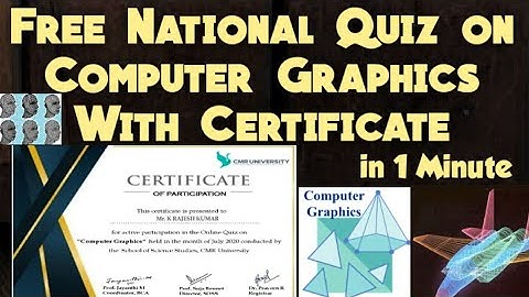 Free National Level Quiz on Computer Graphics with certificate in 1 Minute|free online quiz|verified
