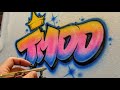 Airbrushing a T shirt with a Graffiti style artwork | "TMOO"