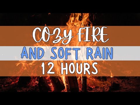 Cozy Fire and Soft Rain 12 Hours | Sleep, Study, Focus |
