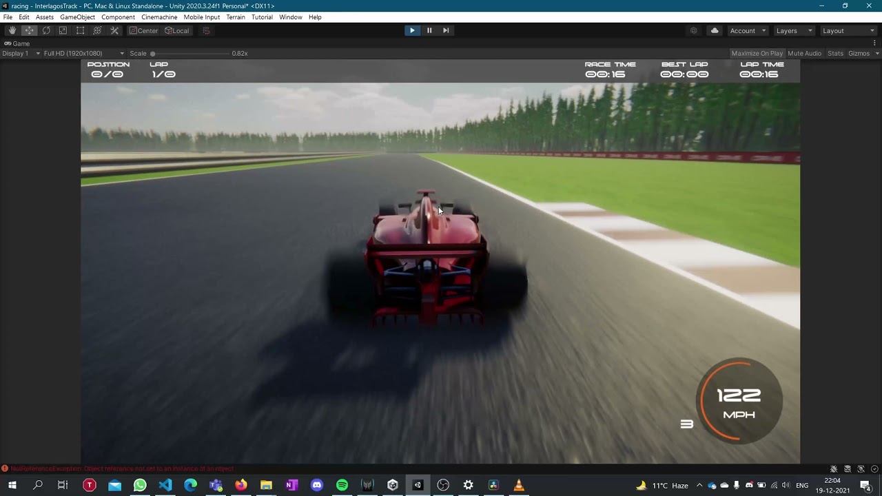Game Implementation video of F1 2020 in Unity