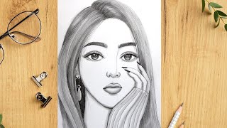 Easy way to draw a face || Pencil Sketch for beginners || Güzel Kız Çizimi